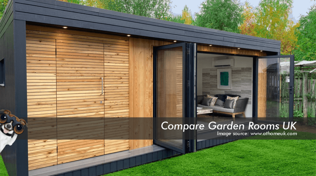 oak garden room with dark grey roof , windows and bi folding doors