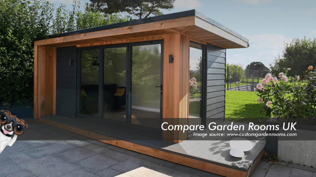 oak garden room with dark grey roof , windows and bi folding doors