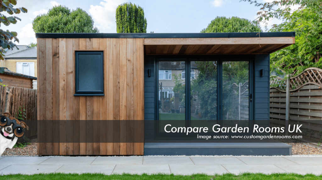 oak garden room with dark grey roof , windows and french doors