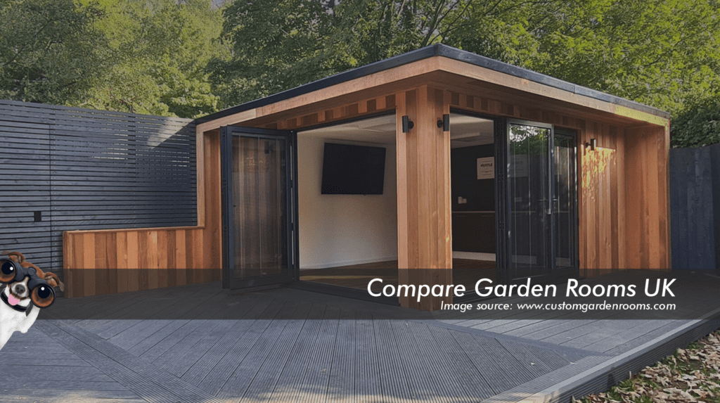 oak garden room with dark grey roof , windows and french doors