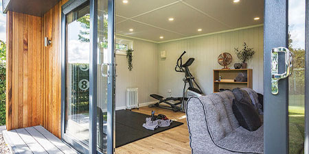 stunning interior garden room used as an indoor gym