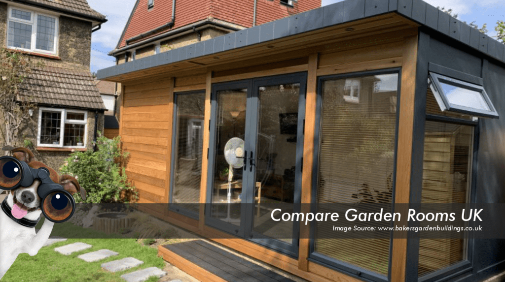 oak garden room with dark grey roof , windows and french doors