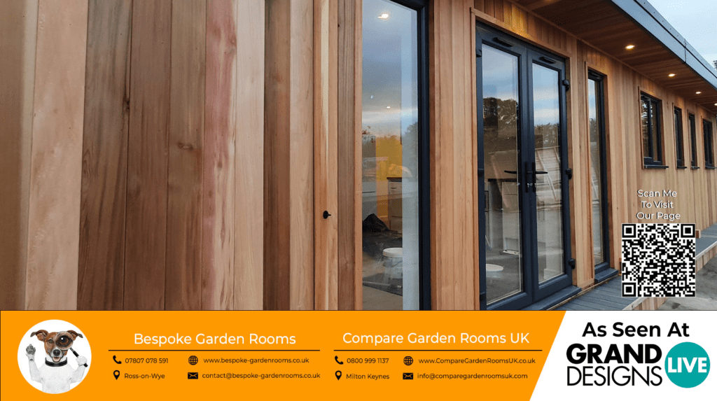 oak garden room with dark grey bi folding doors