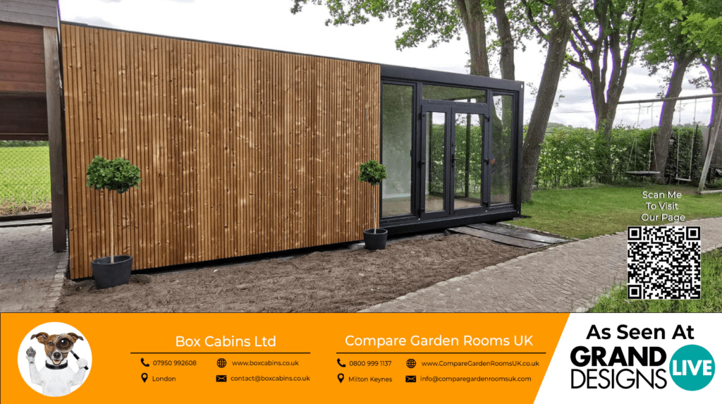 oak garden room with dark grey bi folding doors