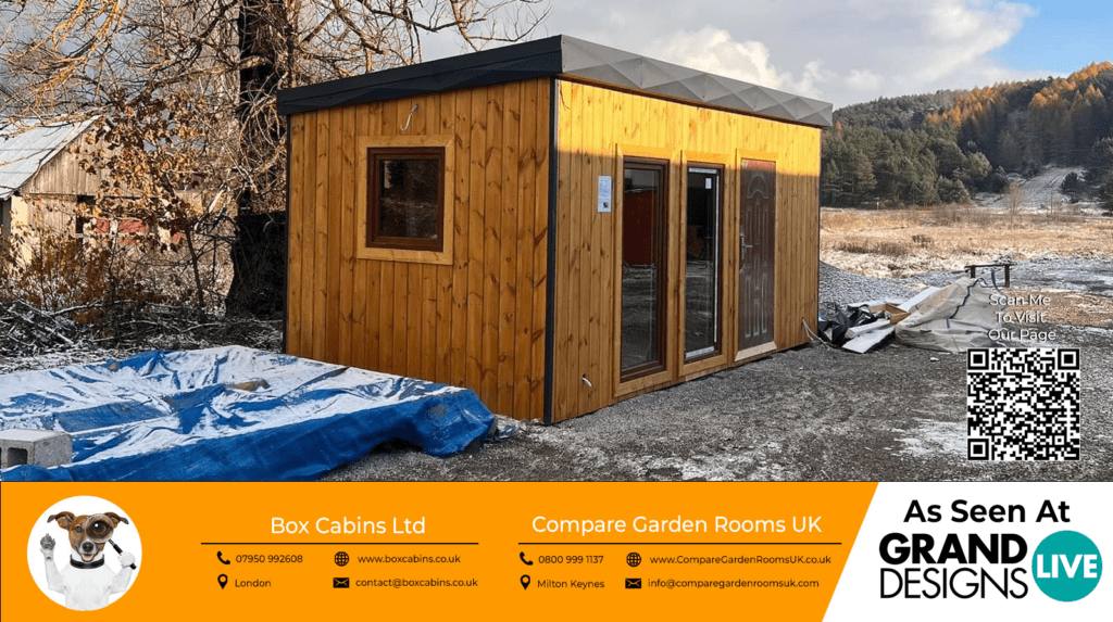 oak garden room with dark grey bi folding doors