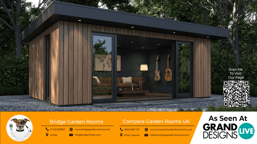 oak garden room with dark grey bi folding doors