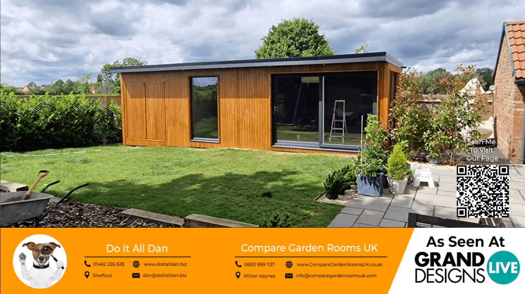 oak garden room with dark grey french doors