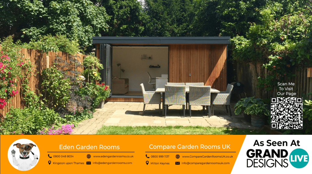 oak garden room with dark grey/black sliding doors