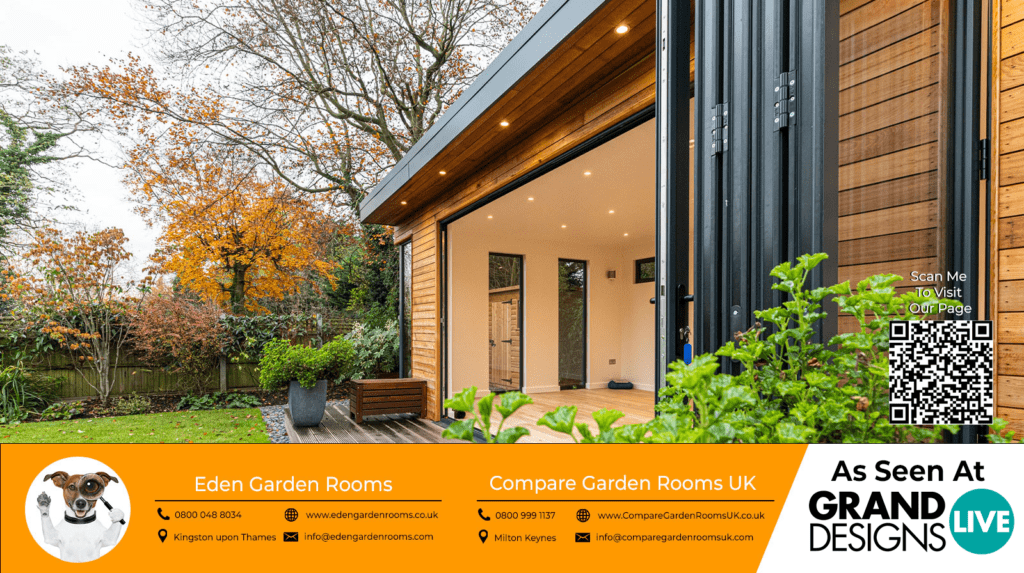 oak garden room with dark grey/black sliding doors