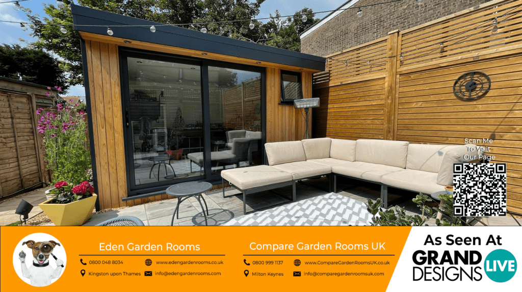 oak garden room with dark grey/black sliding doors