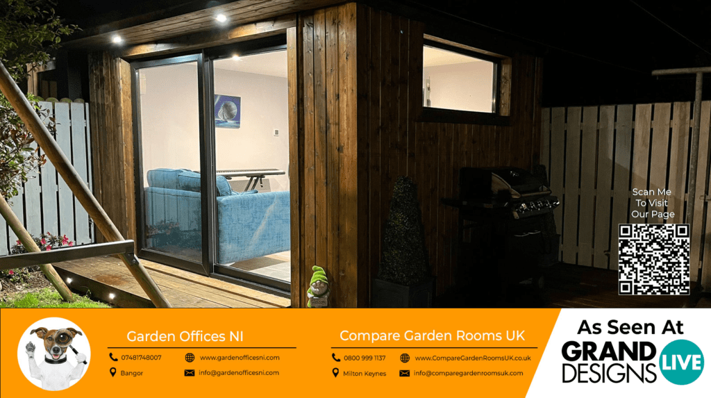 dark oak garden room with black sliding doors