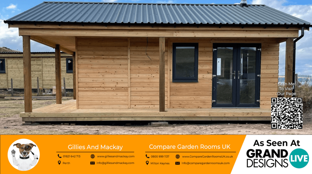 oak garden room with black french doors