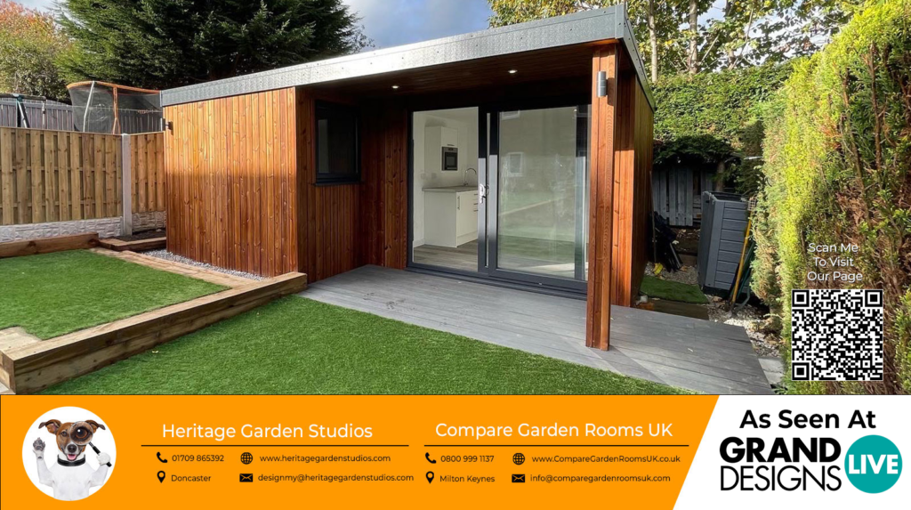 oak garden room with dark grey french doors