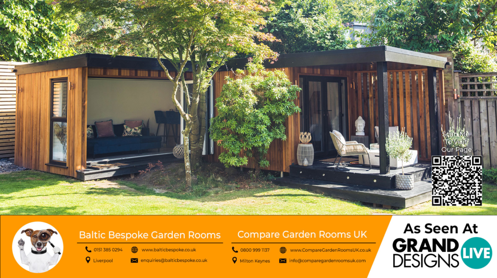 oak garden room with dark grey bi folding doors