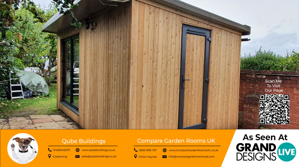 oak garden room with dark grey bi folding doors
