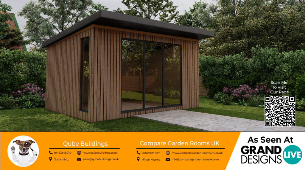 oak garden room with dark grey bi folding doors