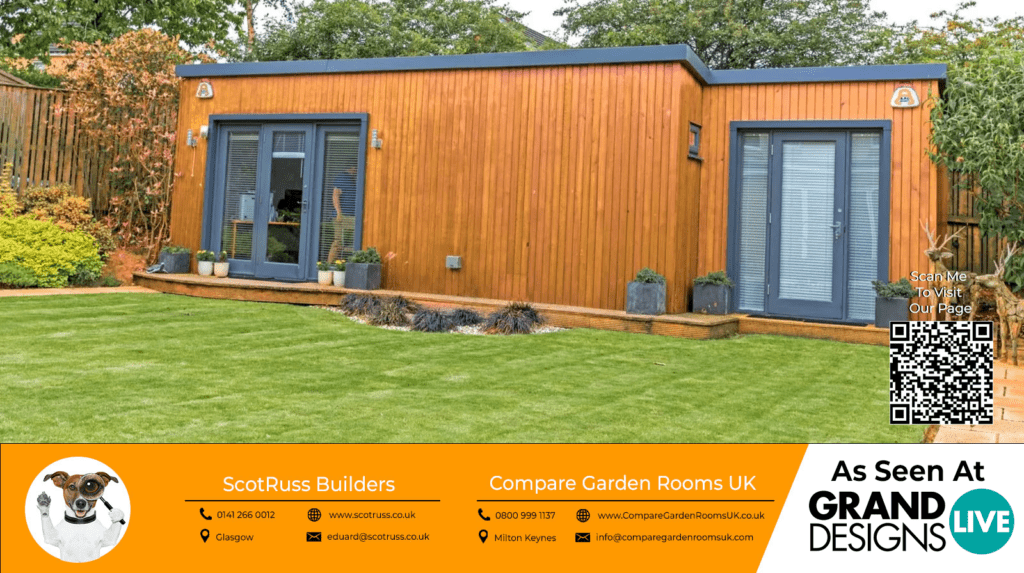 oak garden room with dark grey bi folding doors