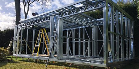 steel frame garden room structure